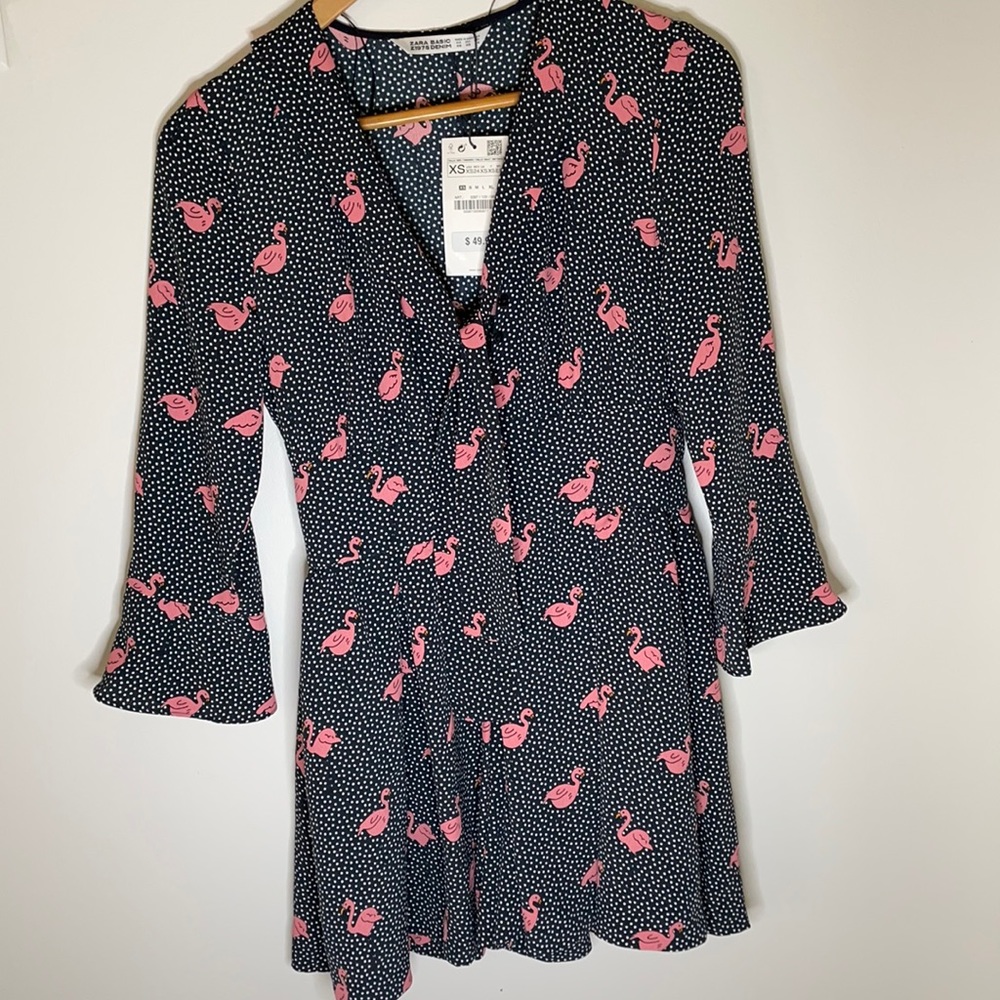 Darling Zara polka dot flamingo romper.